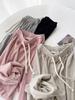 Pantalones Gruesos de Otoño e Invierno de Cintura Alta Grises de Pierna Recta con Cordón, Pantalones de Felpa de Pierna Ancha, Pantalones Deportivos Versátiles con Caída hasta el Suelo