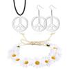 Accesorios de Disfraz Hippie de los años 60 Diadema de Girasol Gafas Redondas y Collar de Cincel de Paz Aretes traje