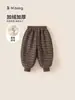 Pantalones de Invierno 2025 para Niños Bangxuan, Pantalones de Terciopelo para Bebé Niño, Pantalones de Cuadros Cálidos y Engrosados, Leggings para Niño