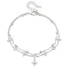 Pulsera de Plata Pura S999 de Doble Capa con Trébol de Cuatro Hojas para Mujer, Joyería de Doble Capa de Lujo Ligero de Nicho de Gama Alta, Accesorio de Plata, Regalo de Cumpleaños