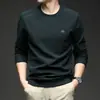 Moletom Masculino de Alta Qualidade com Lã de Ovelha, Novo Estilo Outono 2025, Gola Redonda, Casual, Confortável, Versátil, Camisa Base de Manga Longa