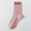 Meias de cano médio com costura dupla para mulheres Primavera e Outono combinação de cores versátil meias casuais femininas meias femininas de Zhuji meias de algodão de cor sólida