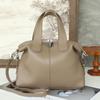 Bolso de Hombro de Piel de Vaca de Primera Capa Natural para Mujer, Almohada de Gran Capacidad, Bolso Bandolera, Bolso Tote Versátil con Cremallera, Piel Genuina Suave