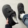Zapatos Blancos Originales de Nicho con Forro de Felpa y Suela Gruesa de Velcro para Mujer Invierno 2025 Nuevos Zapatos de Algodón Peludo