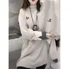 Camiseta Térmica de Cuello Medio Engrosado de Manga Larga para Mujer, Otoño e Invierno, Holgada, Adelgazante, Tallas Grandes, Top Falso de Dos Piezas