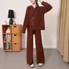 Cardigan de Diseño Europeo y Americano Moda Pantalones de Punto Traje 2025 Otoño e Invierno Estilo Perezoso Versátil Pantalones Traje de Dos Piezas para Mujer