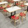 Conjunto de Mesa e Cadeiras para Refeições Rápidas em Laje de Rocha e Madeira Maciça para Lanchonetes, Restaurantes, Padarias, Lojas de Chá com Leite e Restaurantes de Hot Pot Picante; Combinação de Mesa e Cadeiras para Restaurante com Booth