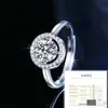 Anillo de Bolsita Redonda Hueca de Plata de Ley S925 con Moissanita D para Mujer Lujo Ligero Gama Alta Elegante Versátil Regalo de San Valentín