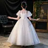 Vestido de Festa de Alto Padrão para Crianças, Traje de Princesa para Aniversário de Meninas, Saia de Tule, Traje Elegante e Moderno para Performance de Piano para Dez Anos
