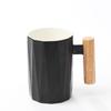 Taza de cerámica con asa de madera estilo nórdico taza de agua artística taza de café regalo de actividad festiva impresión de registro