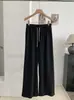 KEKEZOON 2026 Otoño Nuevo Estilo Coreano Elástico Cintura Alta Cordón Pierna Ancha Pantalones Deportivos Mujer Sueltos Largos 8907
