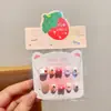 Lindas Caricaturas Rosas Miau Miau Estilo Corto Blanqueadoras Extraíbles Impermeables Uñas Portátiles para Niños Manicura Femenina