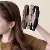 Diadema Trenzada de Lunares Grises para Mujer, Pasador Versátil de Otoño e Invierno, Diadema de Corona Alta, Elegante Accesorio para el Cabello