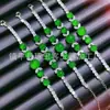 Nuevo Pulsera de Calcedonia Verde Transparente Natural Estilo Chino con un Toque de Lujo, Completamente Incrustada con Diamantes, Joyería Pulsera de Jade Color Esmeralda Regalo