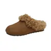 Stock listo, pantuflas Birkenstock mate peludas para mujer, nuevas pantuflas cerradas de lana de cordero para otoño/invierno, mules cálidos casuales