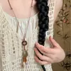 Collar Retro Antiguo de Metal con Lazo Estilo Étnico Bohemio Simple Versátil Largo con Colgante de Anillo 2025
