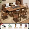 Nuevo Juego de Mesa de Té y Sillas de Madera Maciza Estilo Chino, Mesa de Té para Oficina y Hogar, Juego de Té Integrado con Estación de Preparación de Té Inspirada en el Zen