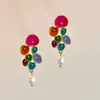 Verão Colorido ~ Brincos de Flor Coloridos de Contraste Simples e Personalizados, Design de Nicho, Brincos Versáteis Doces e Modernos