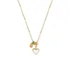 Delicado y Elegante Collar con Colgante de Corazón Esmaltado Doble Cara para Mujer, Suave y Moderno, Versátil, Cadena para Clavícula de Acero de Titanio Estilo Celebridad de Internet