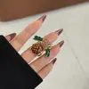 Anel Borboleta Esmaltado Retro Europeu e Americano para Mulheres Ins Pequena Fragrância Colorido Fruta Diamante Animal Anel de Luxo Acessível