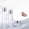 Botella dispensadora de loción cosmética transparente, botella de set de productos de cuidado de la piel de alta gama, botella dispensadora de cosméticos portátil, botella de loción