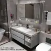 Lavabo, lavabo de baño, mueble con espejo para baño, lavabo integrado de losa de roca sin juntas, combinación de mueble y lavabo de baño, diseño simple