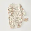 Macacão Bebê Primavera e Outono Mês Completo Roupa de Engatinhar ao Ar Livre Macacão Bebê Algodão Puro Classe A