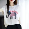 Camiseta de Manga Corta para Mujer, Transpirable, Fresca, de Lino de Bambú, Delgada de Verano, con Estampado, Cuello Redondo, Pulóver