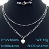 Moda Europea y Americana Borla Acero Inoxidable Doble Capa Corazón Apilado Collar Colgante Estrella de Seis Puntas Cadena para Clavícula Collar de Alta Gama