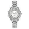 Popular Reloj de Moda para Mujer Incrustado de Diamantes, Reloj de Cuarzo Romano, Estilo Pulsera, Reloj de Moda de Alta Gama para Niñas