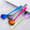 Colher de Café de Aço Inoxidável, Colher Flor com Formato Criativo, Colher de Café Colorida Banhada a Titânio, Colher de Sobremesa Fofa, Colher Pequena Ninho de Pássaro