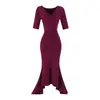 Vestido Irregular con Escote Asimétrico y Mangas Cortas, Pura Atracción, para Mujer, Falda Elástica de Cintura Ajustada para Verano, Vestido Largo Sexy de Cola de Pez