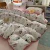 Conjunto de Quatro Peças de Fio de Algodão Puffy Classe A 2026 Lençol de Cama e Capa de Edredom de Fio de Camada Dupla para Mãe e Bebê Conjunto de Três Peças para Dormitório Estudantil Cama Elástica 4
