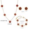 Moda europeia e americana transfronteiriça aço inoxidável sorte cinco folhas trevo pétala brincos pulseira colar conjunto senhoras transfronteiriça novo