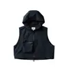 Chaleco Chaqueta de Trabajo Corto Estilo Cityboy Japonés para Hombre Verano Delgado con Capucha Funcional Multibolsillos