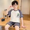 Pijamas de Verano Delgados y Transpirables de Algodón Peinado de Manga Corta para Niños Medianos y Grandes, Ropa para el Hogar con Aire Acondicionado que se puede usar en el exterior