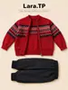 Suéter Infantil Outono e Inverno Meninos Cardigã de Tricô Espesso Top Versátil Casual Estilo Coreano Conjunto de Duas Peças