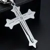 Estoque Pronto de Fábrica Atacado de Comércio Exterior Aliexpress Venda Quente Moda Pingente Cruz de Aço Inoxidável Cravejado de Diamantes Joias