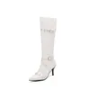 Botas de moda femininas de salto alto fino com bico fino para comércio exterior transfronteiriço, botas de cano alto estilo europeu e americano C1