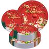 2024 Arreglo para Fiesta Navideña Transfronteriza Reno Navideño Feliz Navidad Vasos de Papel Charolas de Papel Set Venta al por Mayor