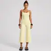 Conjunto de yoga transfronteiriço com linda regata esportiva nas costas, conjunto de calça cropped de perna larga de cintura alta de secagem rápida para corrida e fitness para mulheres