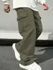 Calça Cargo Estilo Americano Nova Primavera 2026 para Homens, Marca Jovem Tendência para Exterior, Calça Longa Casual de Cor Sólida Ampla e Confortável