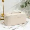 Bolsa de Cosméticos de Cuero PU de Lujo Ligero, Gran Capacidad, Portátil, Neceser Impermeable, Almacenamiento con Compartimentos para Productos de Cuidado de la Piel, Bolsa de Almacenamiento para Viaje