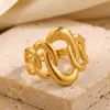 Anillo Abierto de Hojas de Ginkgo Amarillo Dorado de Otoño Más Vendido Transfronterizo Exquisito Acero Inoxidable Lujo Ligero Anillo de Parche Redondo de Flor