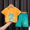 2026 Novo Estilo de Verão Conjunto de Camisetas Infantis de Manga Curta 100% Algodão Estilo Coreano Conjunto de Duas Peças Shorts de Manga Curta para Bebês
