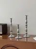 Adornos de Candelabro Plateados Estilo Retro para Sala de Estar y Mesa de Comedor, Base de Portavelas Atmosférica, Accesorios para Fotos