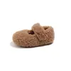 Zapatos de Algodón de Lana de Cordero Estilo Coreano para Niñas 2025 Invierno Nuevos Mary Jane de Suela Blanda Zapatos de Princesa Zapatos Peludos de Moda con Forro de Felpa