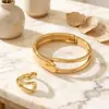 Pulsera y Anillo de Moda Europeos y Americanos Transfronterizos Amazon Más Vendidos Personalidad Geométrica Hueca Asimétrica Set