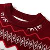 Ropa Infantil Transfronteriza Suéter Navideño de Bloques de Color Rojo y Verde Estilo Europeo y Americano para Niños y Niñas Suéter de Punto Base Jacquard de Doble Capa con Dibujos Animados