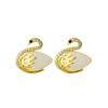 Elliform Aguja de Plata 925 Método Antiguo Chapado en Oro Imitación Jade Hetian Jade Blanco Personalizado Simple Versátil Aretes de Cisne Aretes